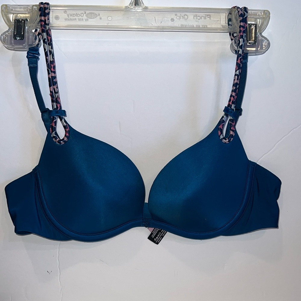 Victorias Secret Bra Womens 34B Teal Blue Sexy Little Things Push Up adjustable
